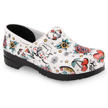 Sanita Women's Closed Back Clog, Printed Patent Leather Upper, Polyurethane Outsole, Multicolor, Size 8.5-9 475666-001-40